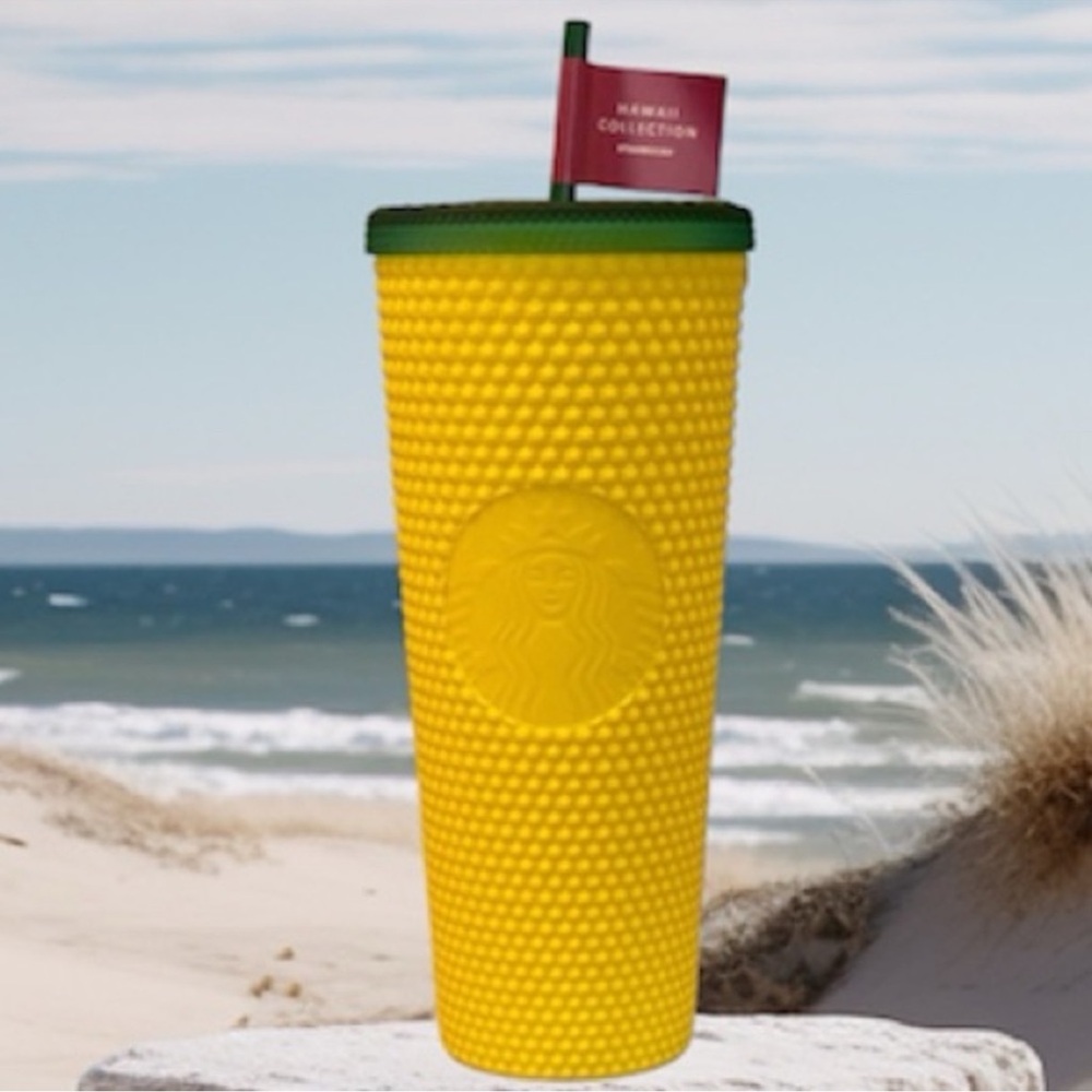 Starbucks Tumbler Hawaii Collection Textured Yellow Green Lid Limited Edition